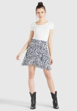 Khujo Undine - A-Lijn Rok - Dunkelblau-Weiß Geblümt -Khujo 21d347c6b0544e418abd3e172b4ecebd