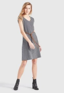 Khujo Leifa - Jurk - Dunkelblau-Weiß Gestreift -Khujo 8d57322fc91245dca265a36fc523bc65