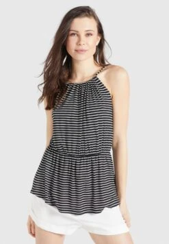 Khujo Valda - Top - Schwarz-Weiß Gestreift -Khujo 9ad14aff73d54477ae9192955bd865b5