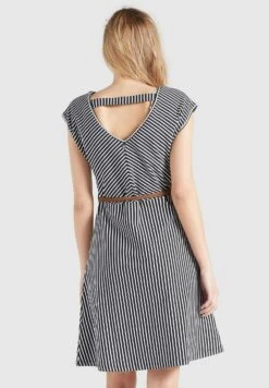 Khujo Leifa - Jurk - Dunkelblau-Weiß Gestreift -Khujo ee6166a468f24730a625576628f60b13