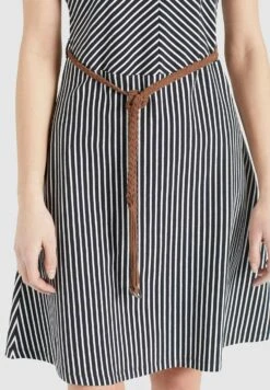 Khujo Leifa - Jurk - Dunkelblau-Weiß Gestreift -Khujo f13b10be080145fcb2edf6ef1d8218ff